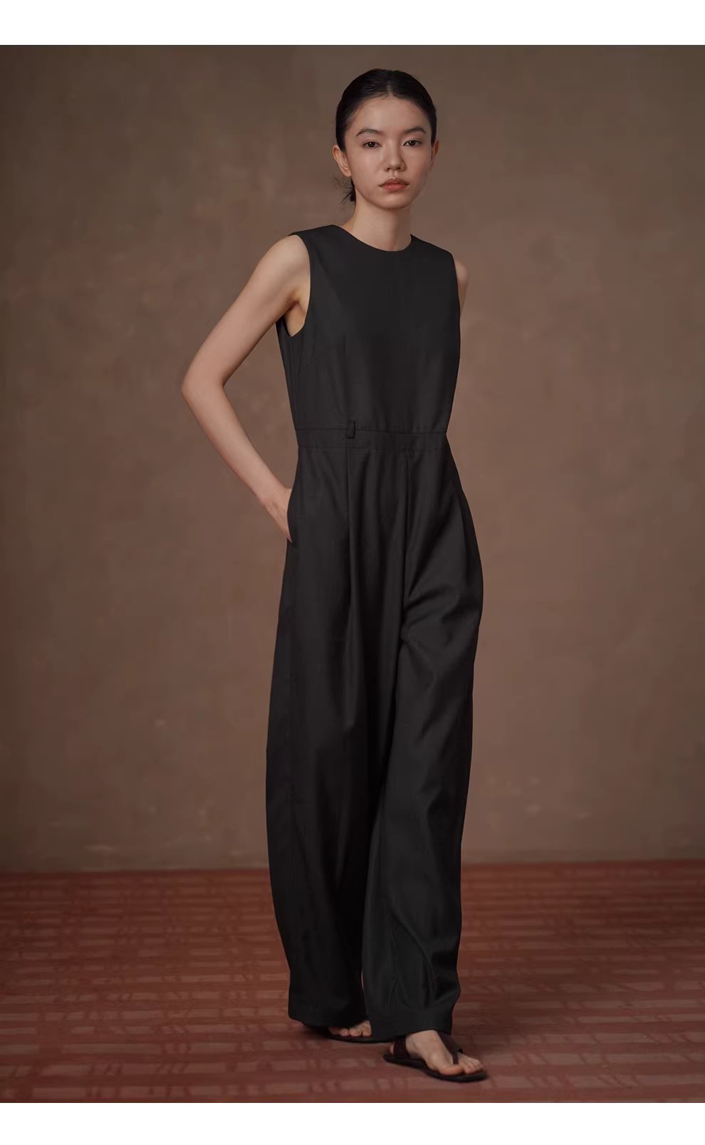 高級高智時髦無袖連身褲寬鬆顯瘦簡約立體口袋腰包長褲,高級高智時髦無袖連身褲寬鬆顯瘦簡約立體口袋腰包長褲,HBFS3012,高級高智時髦無袖連身褲寬鬆顯瘦簡約立體口袋腰包長褲,細膩啞光,調節腰帶