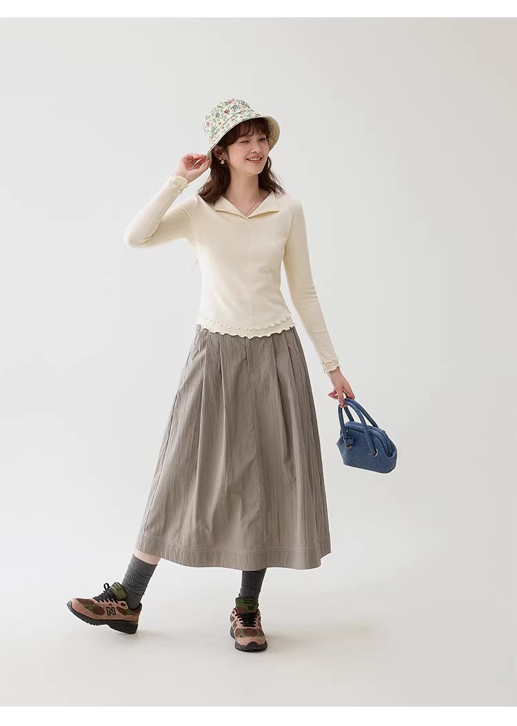 波浪邊弧擺翻v領針織衫女春季新款修身內搭上衣,波浪邊弧擺翻v領針織衫女春季新款修身內搭上衣,HBFS1048,波浪邊弧擺翻v領針織衫女春季新款修身內搭上衣,V型翻領,修身顯瘦