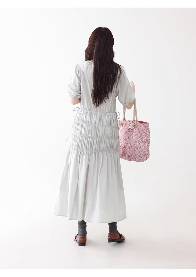 小眾褶皺收腰顯瘦洋裝女夏季新款純棉短袖長裙,小眾褶皺收腰顯瘦洋裝女夏季新款純棉短袖長裙,HBFS7019,小眾褶皺收腰顯瘦洋裝女夏季新款純棉短袖長裙,褶皺收腰,全棉面料