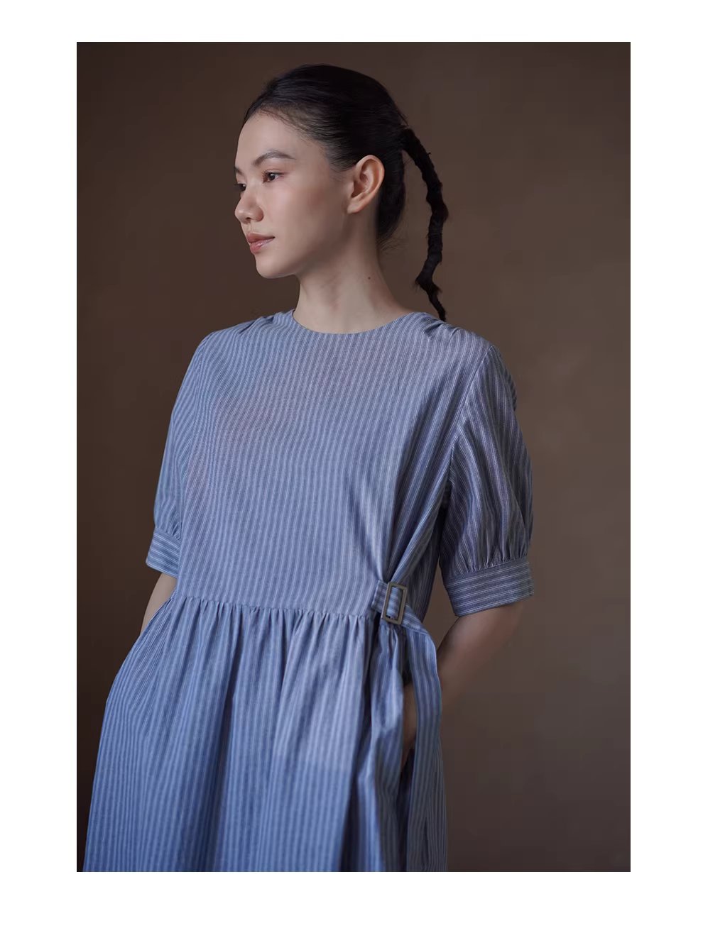 海上環遊記洋裝清新顯瘦豎條紋圓領短袖遮肉長裙,海上環遊記洋裝清新顯瘦豎條紋圓領短袖遮肉長裙,HBFS7023,海上環遊記洋裝清新顯瘦豎條紋圓領短袖遮肉長裙,純棉親膚,簡約慵懶