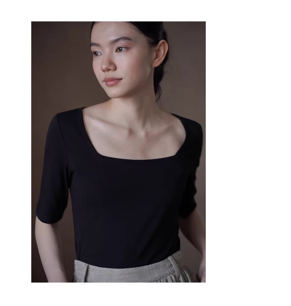 天鵝湖優雅氣質上衣方領中袖通勤顯瘦不挑人彈性修身T恤,天鵝湖優雅氣質上衣方領中袖通勤顯瘦不挑人彈性修身T恤,HBFS1070,天鵝湖優雅氣質上衣方領中袖通勤顯瘦不挑人彈性修身T恤,方領設計,修身顯瘦