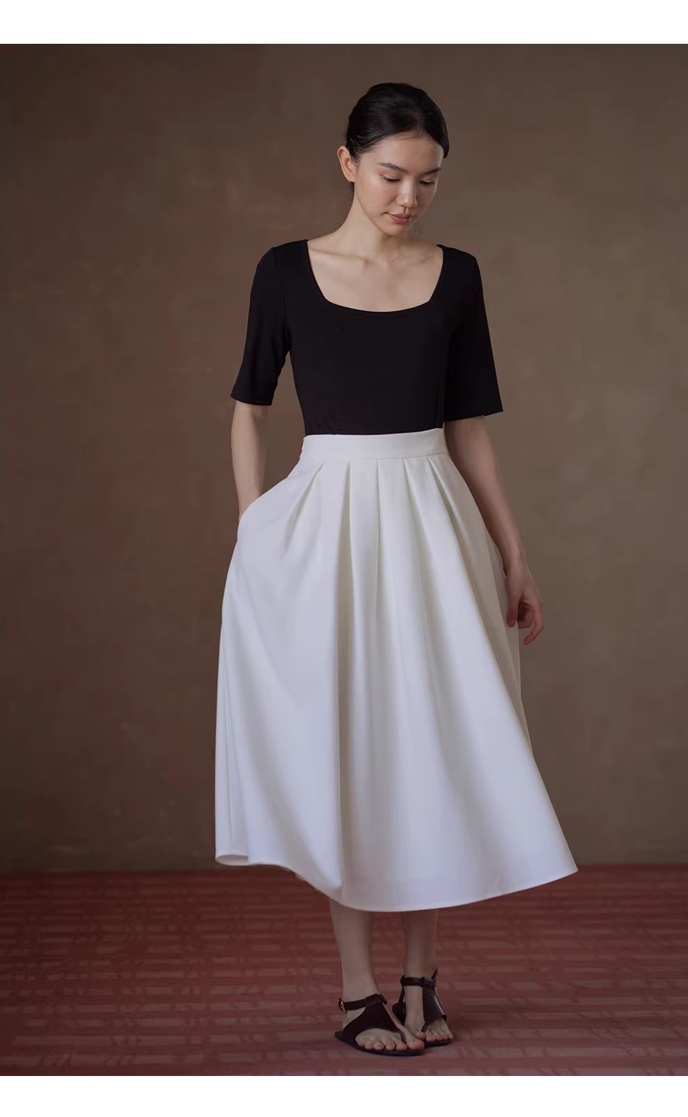 優雅小白花立體廓形顯瘦壓褶高腰蓬蓬通勤輕盈半身裙女,優雅小白花立體廓形顯瘦壓褶高腰蓬蓬通勤輕盈半身裙女,HBFS2015,優雅小白花立體廓形顯瘦壓褶高腰蓬蓬通勤輕盈半身裙女,舒適彈性,空氣感裙擺