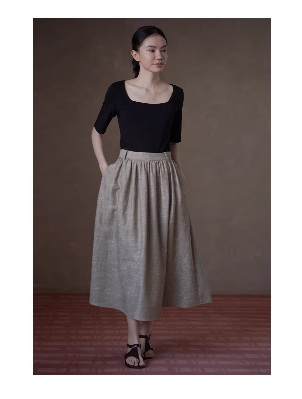 淡人山穿搭亞麻苧麻棉混紡高腰壓褶顯瘦蓬蓬半身裙女,淡人山穿搭亞麻苧麻棉混紡高腰壓褶顯瘦蓬蓬半身裙女,HBFS2017,淡人山穿搭亞麻苧麻棉混紡高腰壓褶顯瘦蓬蓬半身裙女,高腰壓褶,蓬蓬裙擺