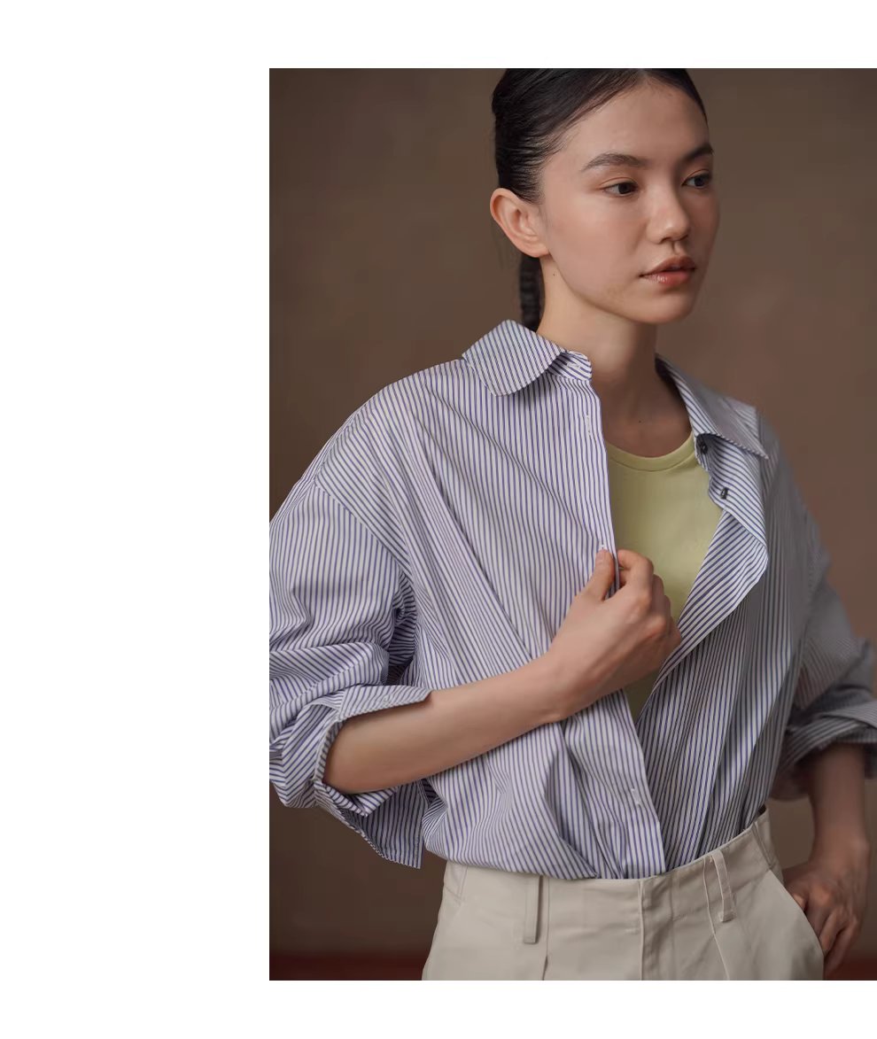 清新法式藍白條紋親膚棉感通勤寬鬆顯瘦疊穿翻領襯衫女,清新法式藍白條紋親膚棉感通勤寬鬆顯瘦疊穿翻領襯衫女,HBFS1093,清新法式藍白條紋親膚棉感通勤寬鬆顯瘦疊穿翻領襯衫女,親敷不易皺,版型俐落