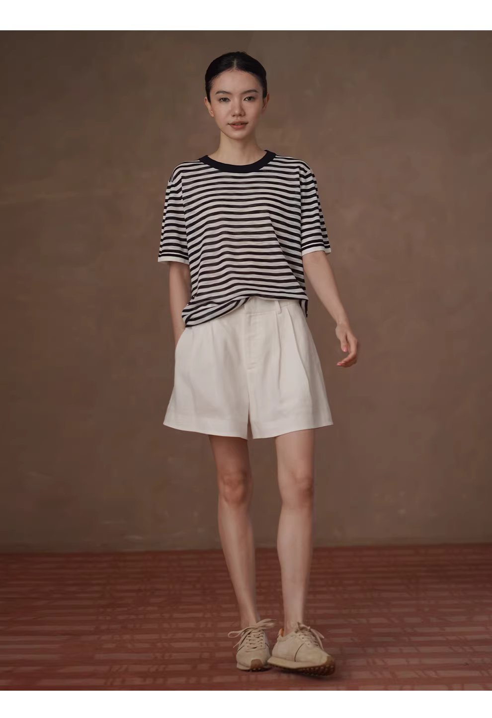 長期極簡主義條紋寬鬆短袖1/32支竹節麻輕薄針織上衣女,長期極簡主義條紋寬鬆短袖1/32支竹節麻輕薄針織上衣女,HBFS1094,長期極簡主義條紋寬鬆短袖1/32支竹節麻輕薄針織上衣女,清爽舒適,寬鬆百搭