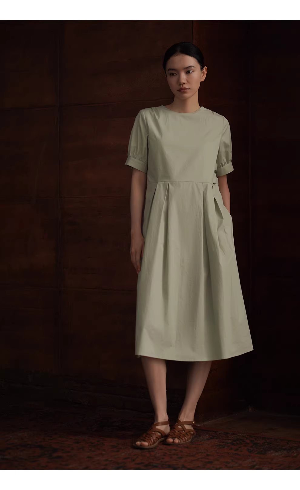 收腰立體壓褶腰袢設計100棉圓領泡泡袖寬鬆顯瘦洋裝女,收腰立體壓褶腰袢設計100棉圓領泡泡袖寬鬆顯瘦洋裝女,HBFS7042,收腰立體壓褶腰袢設計100棉圓領泡泡袖寬鬆顯瘦洋裝女,純棉親膚,版型修飾