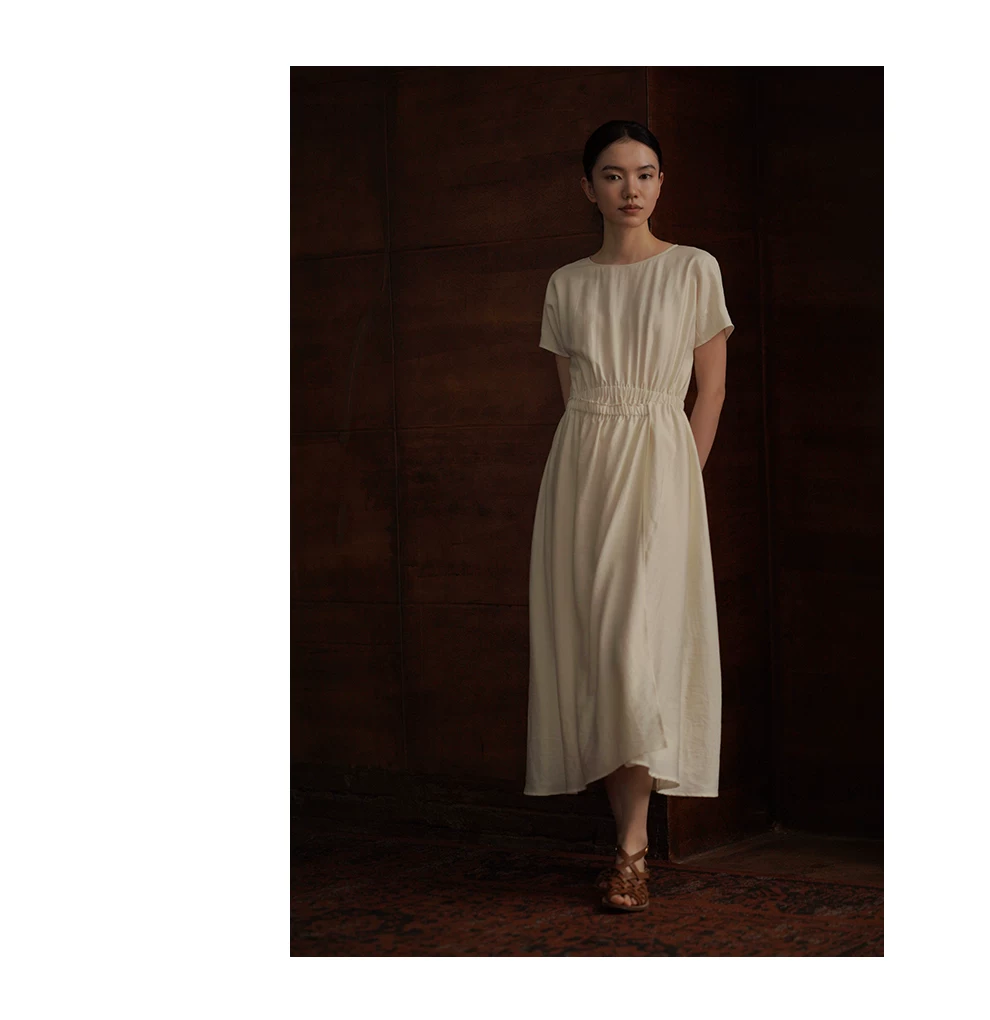 柔月光設計感纏繞式層次感鬆緊高腰圓領顯瘦洋裝女,柔月光設計感纏繞式層次感鬆緊高腰圓領顯瘦洋裝女,HBFS7044,柔月光設計感纏繞式層次感鬆緊高腰圓領顯瘦洋裝女,天絲涼感,腰腹鬆緊