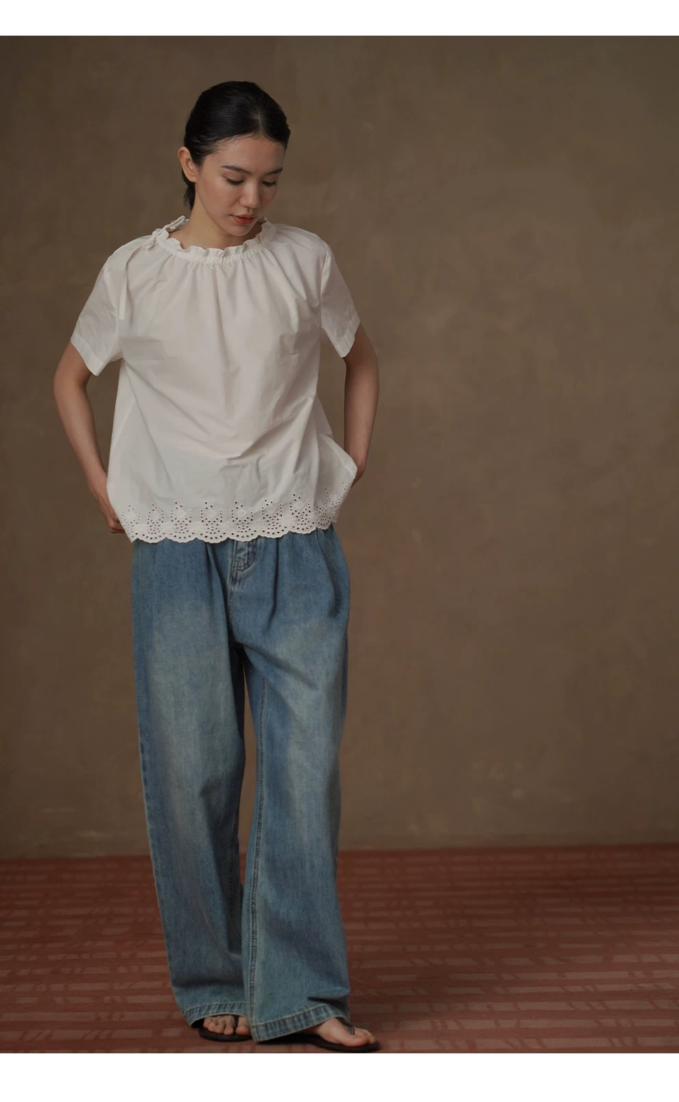 訂製法式刺繡下擺100棉抽繩繫帶領口多穿寬鬆短袖襯衫女,訂製法式刺繡下擺100棉抽繩繫帶領口多穿寬鬆短袖襯衫女,HBFS1096,訂製法式刺繡下擺100棉抽繩繫帶領口多穿寬鬆短袖襯衫女,純棉舒適,法式慵懶