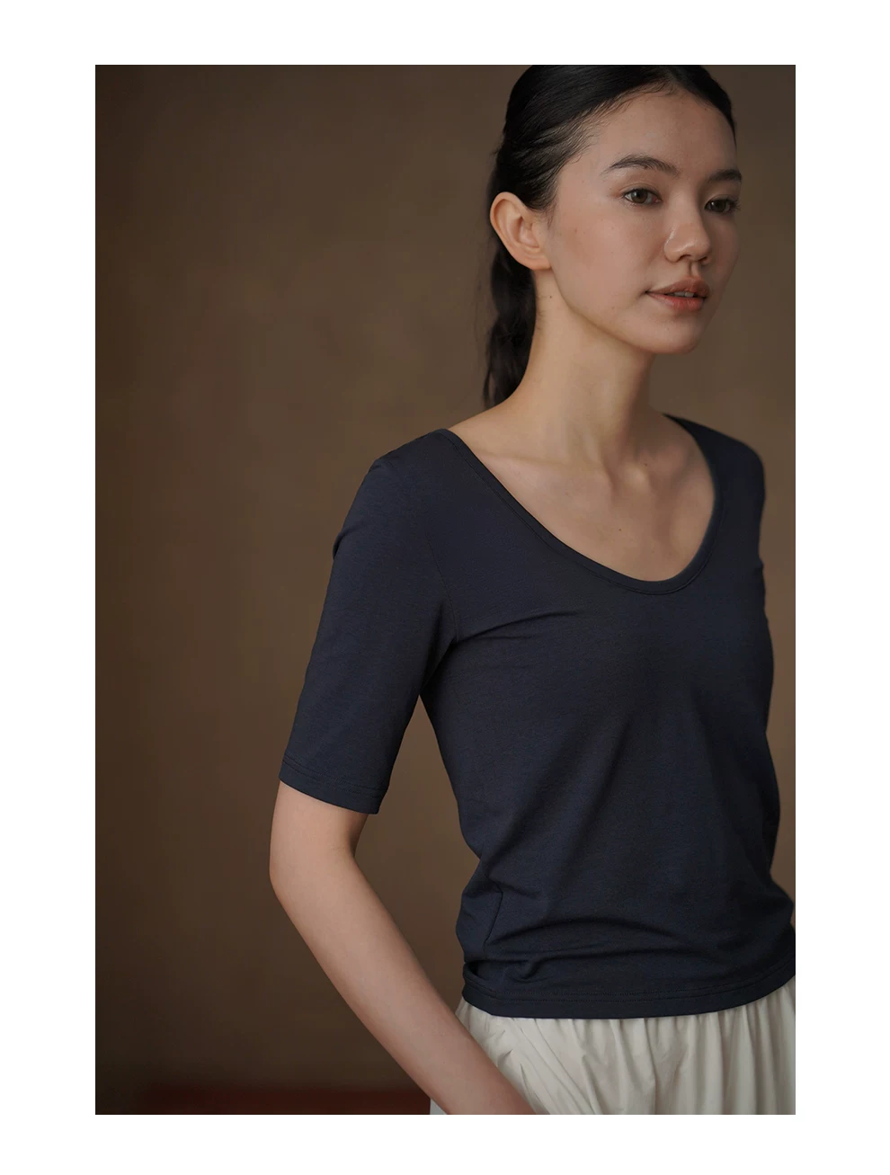 芭蕾練習室兩面穿U領氣質T卹彈性透氣中袖顯瘦通勤上衣,芭蕾練習室兩面穿U領氣質T卹彈性透氣中袖顯瘦通勤上衣,HBFS1103,芭蕾練習室兩面穿U領氣質T卹彈性透氣中袖顯瘦通勤上衣,柔軟透氣,日常顯瘦