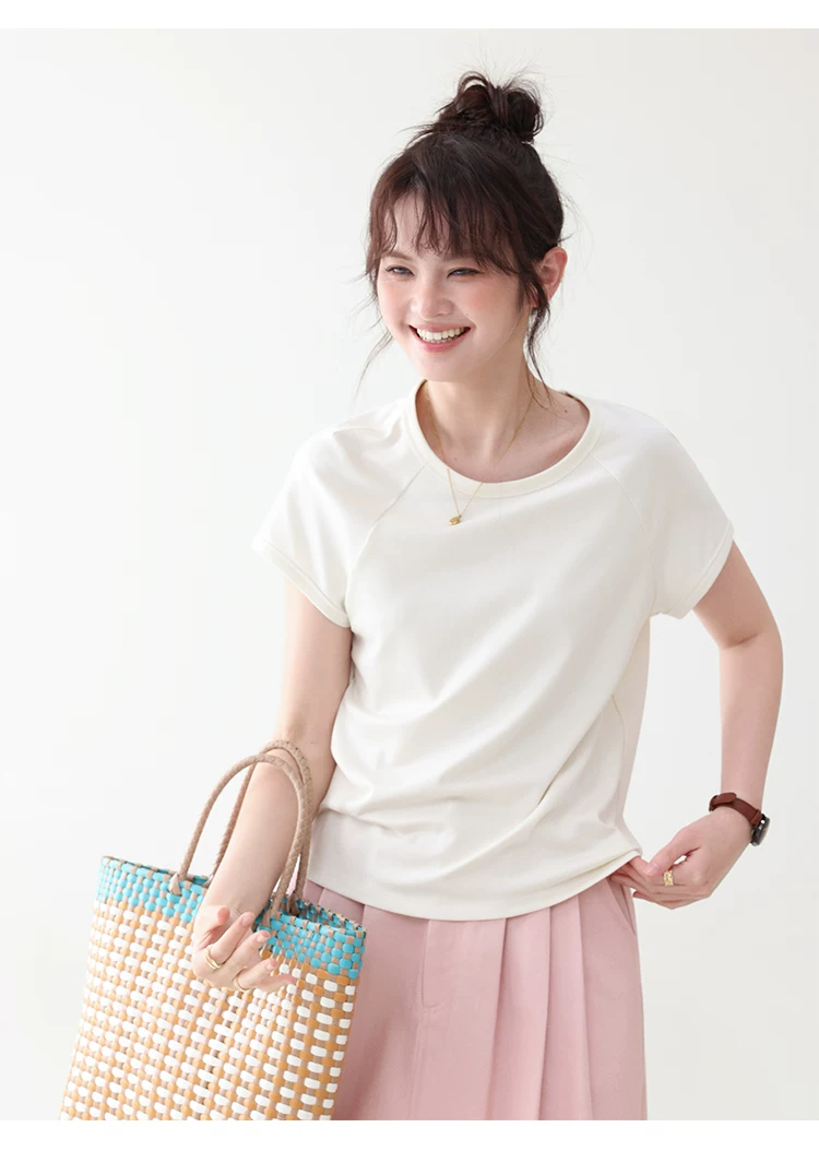 雙面長絨棉舒適短袖T恤女夏季新款通勤百搭上衣,雙面長絨棉舒適短袖T恤女夏季新款通勤百搭上衣,HBFS1105,雙面長絨棉舒適短袖T恤女夏季新款通勤百搭上衣,必備單品,天絲混棉