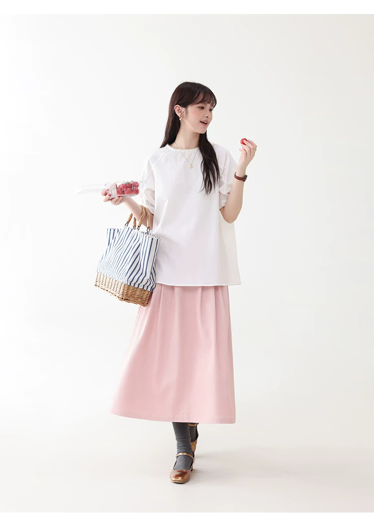 花邊領後排扣純棉襯衫女夏季新款設計感短袖上衣,花邊領後排扣純棉襯衫女夏季新款設計感短袖上衣,HBFS1107,花邊領後排扣純棉襯衫女夏季新款設計感短袖上衣,後背排扣,全棉面料