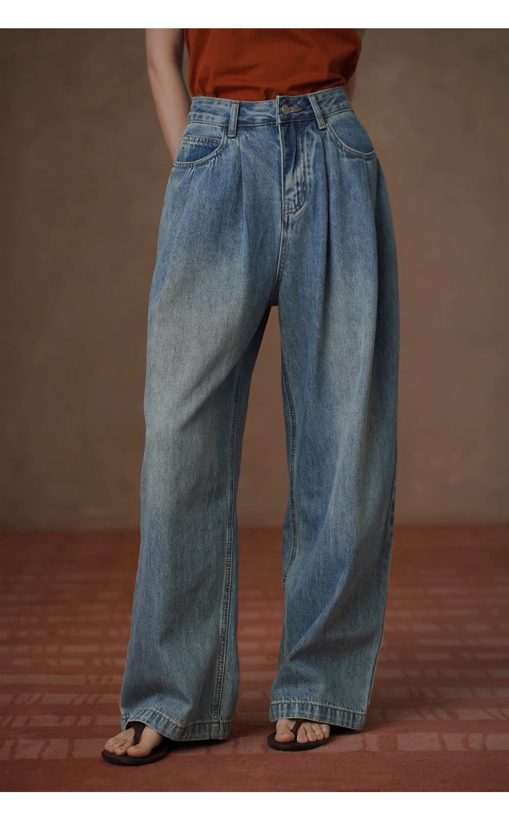 美式復古回潮柔軟水洗寬鬆立體顯瘦剪裁慵懶高腰牛仔褲,美式復古回潮柔軟水洗寬鬆立體顯瘦剪裁慵懶高腰牛仔褲,HBFS3029,美式復古回潮柔軟水洗寬鬆立體顯瘦剪裁慵懶高腰牛仔褲,硬挺適中,闊腿慵懶