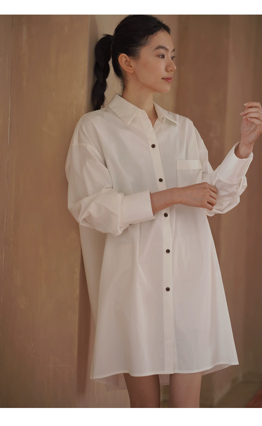 鬆弛高智感基本款簡約寬鬆襯衫裙透氣萊賽爾棉洋裝女,鬆弛高智感基本款簡約寬鬆襯衫裙透氣萊賽爾棉洋裝女,HBFS7054,鬆弛高智感基本款簡約寬鬆襯衫裙透氣萊賽爾棉洋裝女,清爽氣質,A字修身