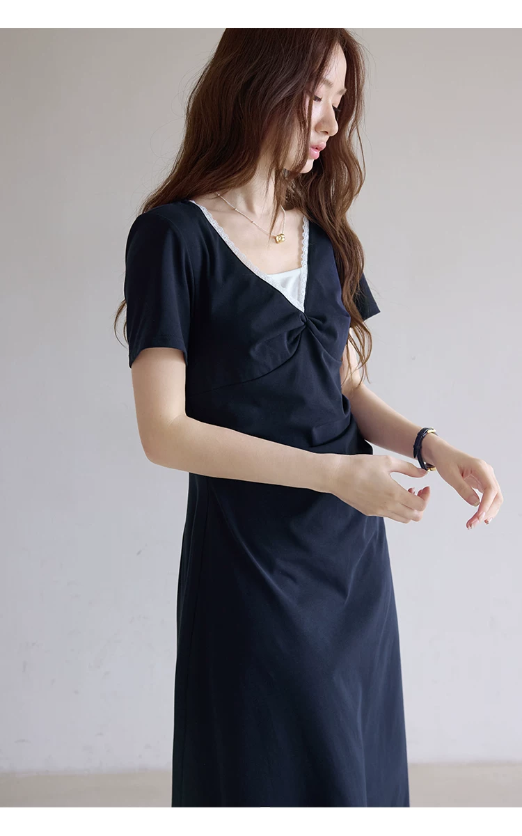 大尺碼假兩件短袖2026巨好看洋裝女長裙氣質高級感夏日裙子,大尺碼假兩件短袖2026巨好看洋裝女長裙氣質高級感夏日裙子,HBFS7092,大尺碼假兩件短袖2026巨好看洋裝女長裙氣質高級感夏日裙子,假兩件式,蕾絲花邊