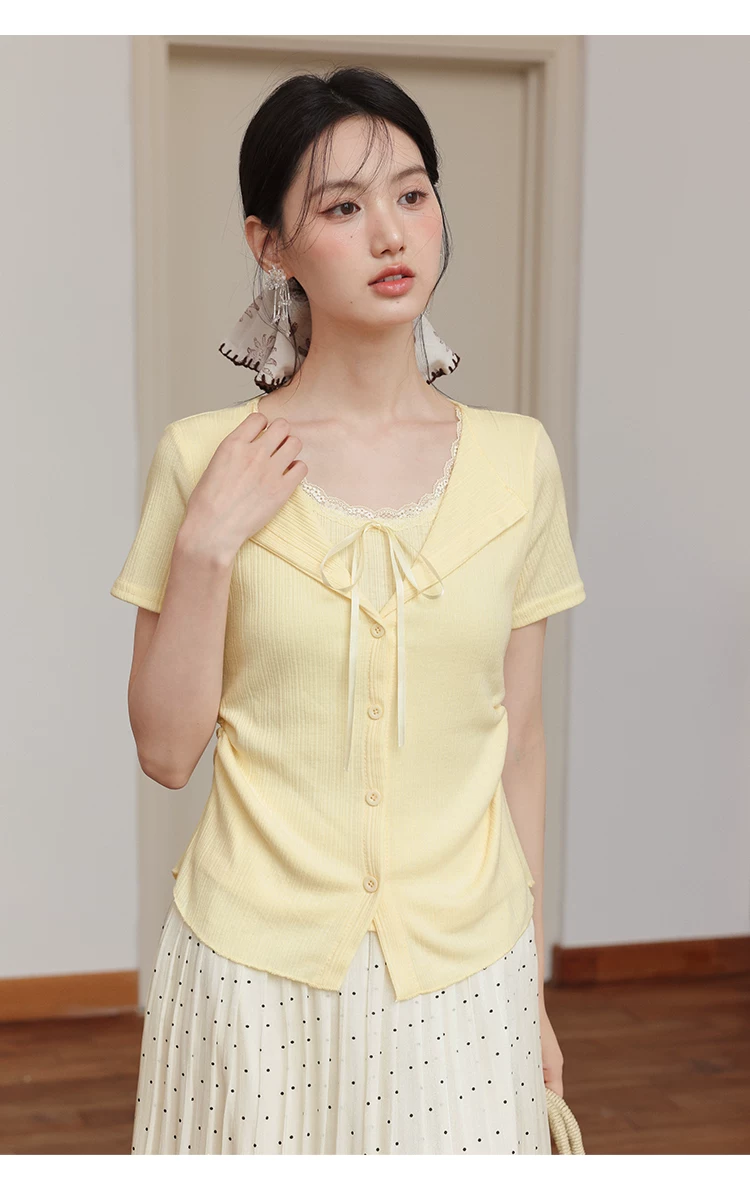 大尺碼女裝假兩件短袖黃色T恤女2026新款夏季多巴胺漂亮上衣,大尺碼女裝假兩件短袖黃色T恤女2026新款夏季多巴胺漂亮上衣,HBFS1249,大尺碼女裝假兩件短袖黃色T恤女2026新款夏季多巴胺漂亮上衣,中大尺碼,假兩件式
