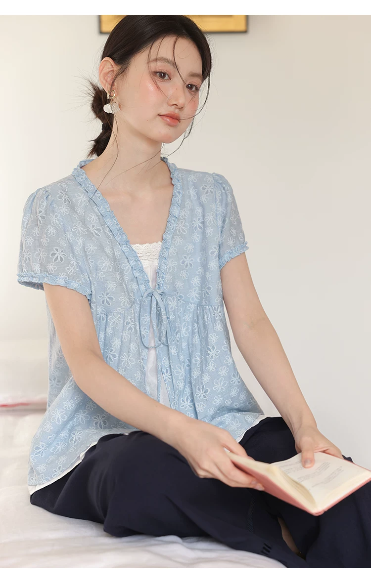 大尺碼藍色碎花襯衫女假兩件短袖襯衫女夏2026新款娃娃衫上衣,大尺碼藍色碎花襯衫女假兩件短袖襯衫女夏2026新款娃娃衫上衣,HBFS1292,大尺碼藍色碎花襯衫女假兩件短袖襯衫女夏2026新款娃娃衫上衣,中大尺碼,假兩件式