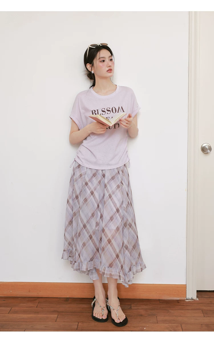 大尺碼夏裝字母印花短袖T恤女2026新款胖mm巨好看粉紫色上衣,大尺碼夏裝字母印花短袖T恤女2026新款胖mm巨好看粉紫色上衣,HBFS1317,大尺碼夏裝字母印花短袖T恤女2026新款胖mm巨好看粉紫色上衣,中大尺碼,腰間抽繩