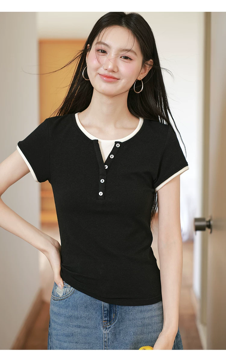 大尺碼撞色假兩件短袖T恤女2026新款巨好看的上衣不撞款夏裝,大尺碼撞色假兩件短袖T恤女2026新款巨好看的上衣不撞款夏裝,HBFS1318,大尺碼撞色假兩件短袖T恤女2026新款巨好看的上衣不撞款夏裝,中大尺碼,假兩件式