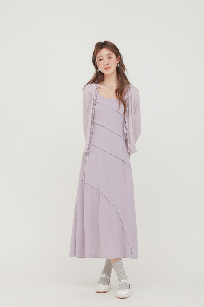 法式無袖吊帶紫色洋裝女春夏新品顯瘦針織裙子連身裙