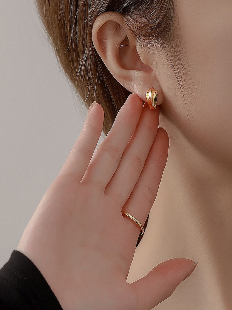 法式設計k金色輕奢立體耳環