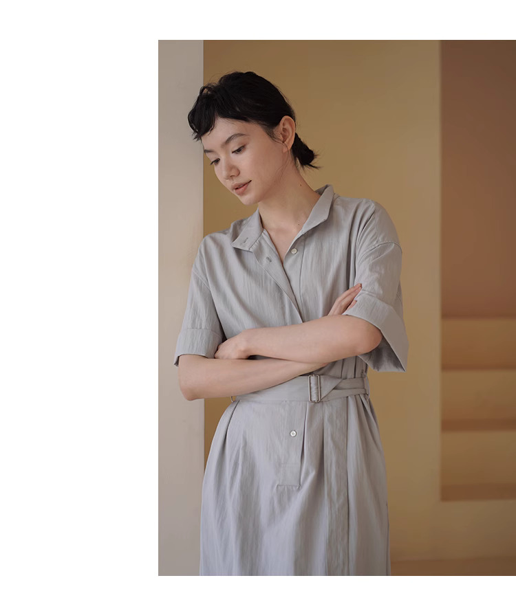 中式侘寂風美學洋裝淡雅寬鬆顯瘦不挑人通勤襯衫裙子
