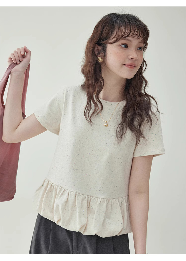 設計感彩點花苞短袖t卹女款夏季新款減齡短版上衣