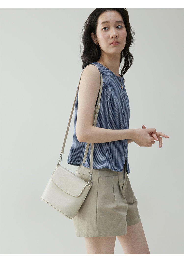 法式撞色格紋圓領無袖背心女夏季新款氣質減齡上衣