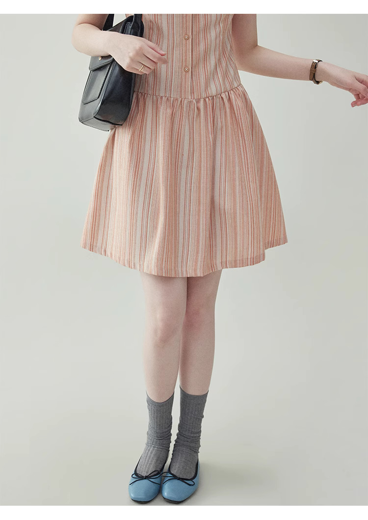 甜美圖案無袖背心洋裝女夏季新款顯瘦a字短裙