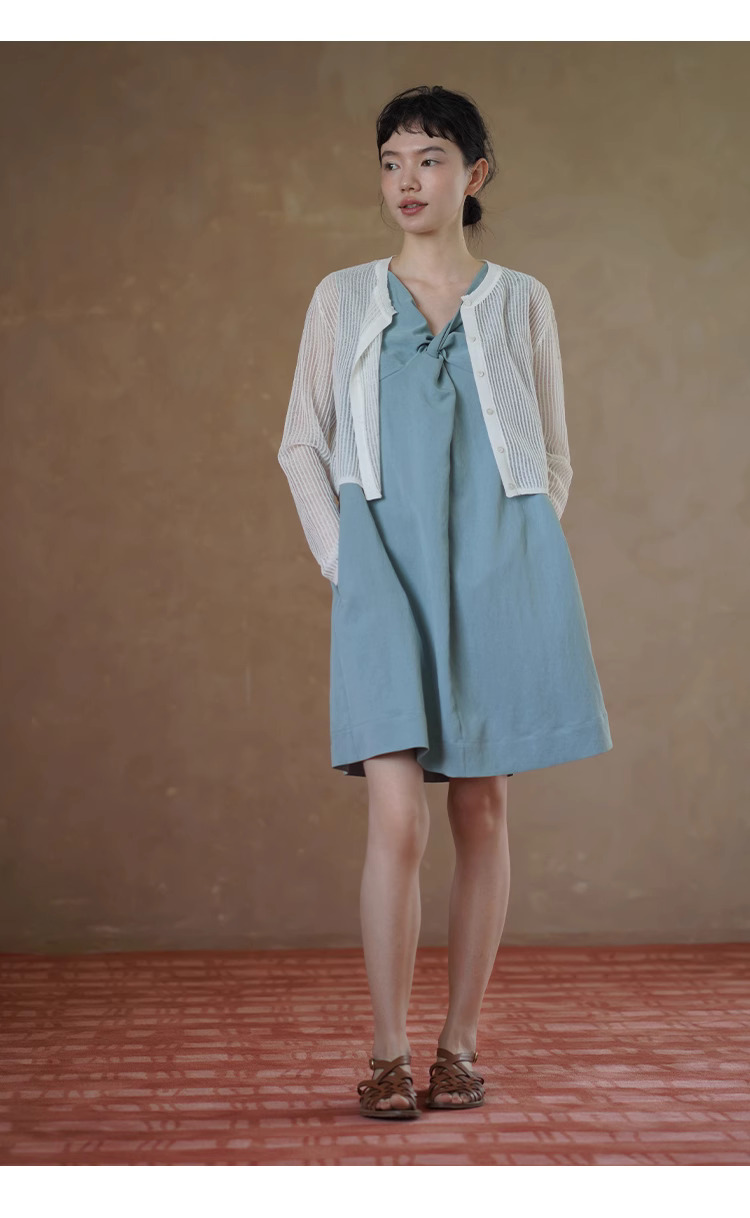 輕盈微風朦朧拉線絞花鏤空針織涼爽冰麻透氣防曬開衫女