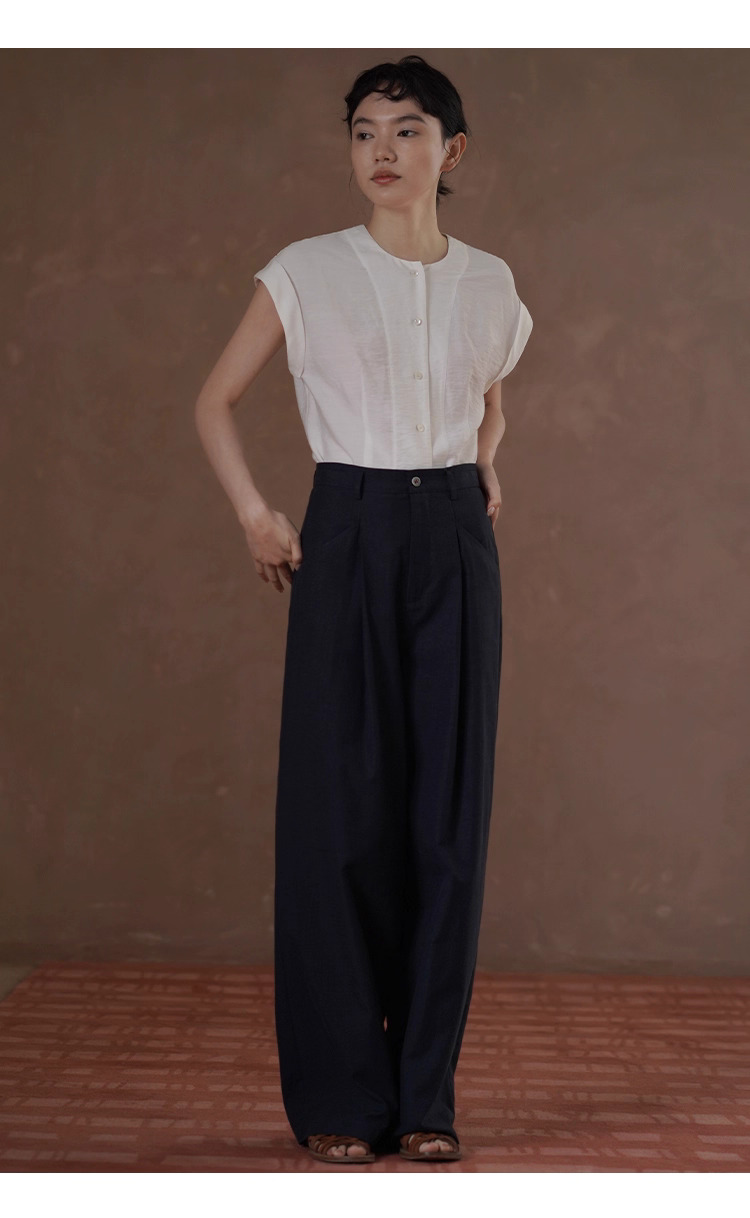 都會通勤女小眾設計長褲顯瘦高腰雙分割寬鬆紗卡寬腿褲,都會通勤女小眾設計長褲顯瘦高腰雙分割寬鬆紗卡寬腿褲,HBES3097,都會通勤女小眾設計長褲顯瘦高腰雙分割寬鬆紗卡寬腿褲,高腰壓摺,天絲混紡