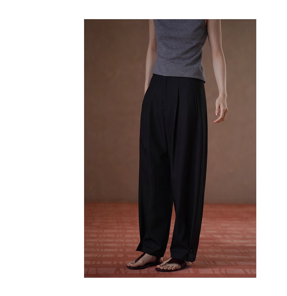 晨會通勤西裝褲垂順顯瘦可調腳口設計通勤闊腿長褲女