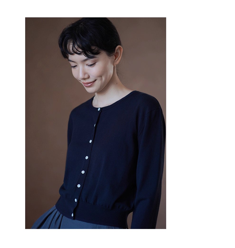 剛需基本款合身顯瘦通勤長袖軟糯針織撞色紐扣圓領外套