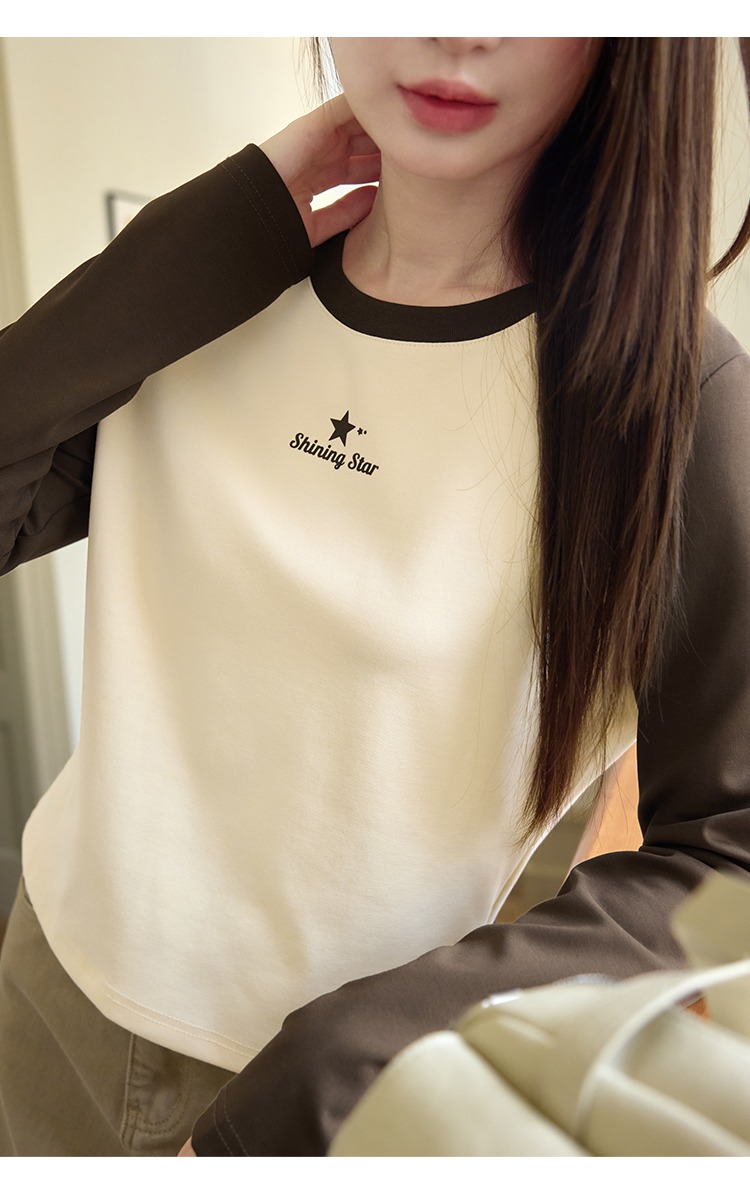 大尺碼胖mm正肩長袖T恤女2025新款秋季打底衫圓領上衣