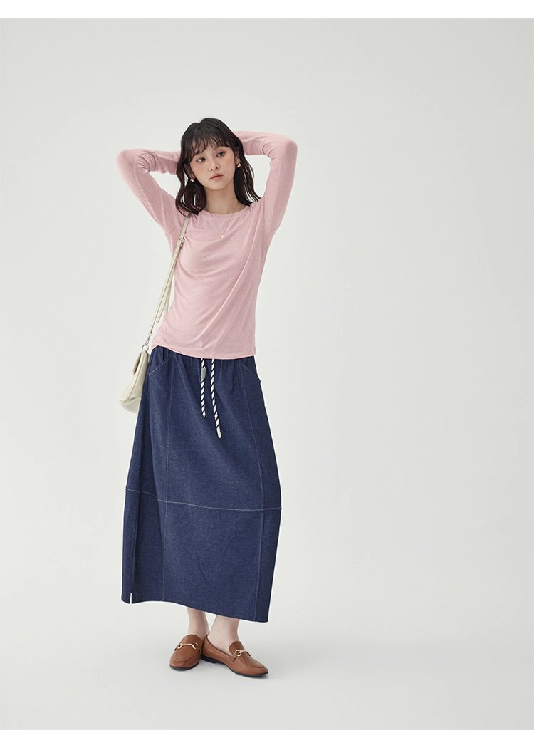 長袖修身薄款羊毛T恤女25秋季新款內搭上衣