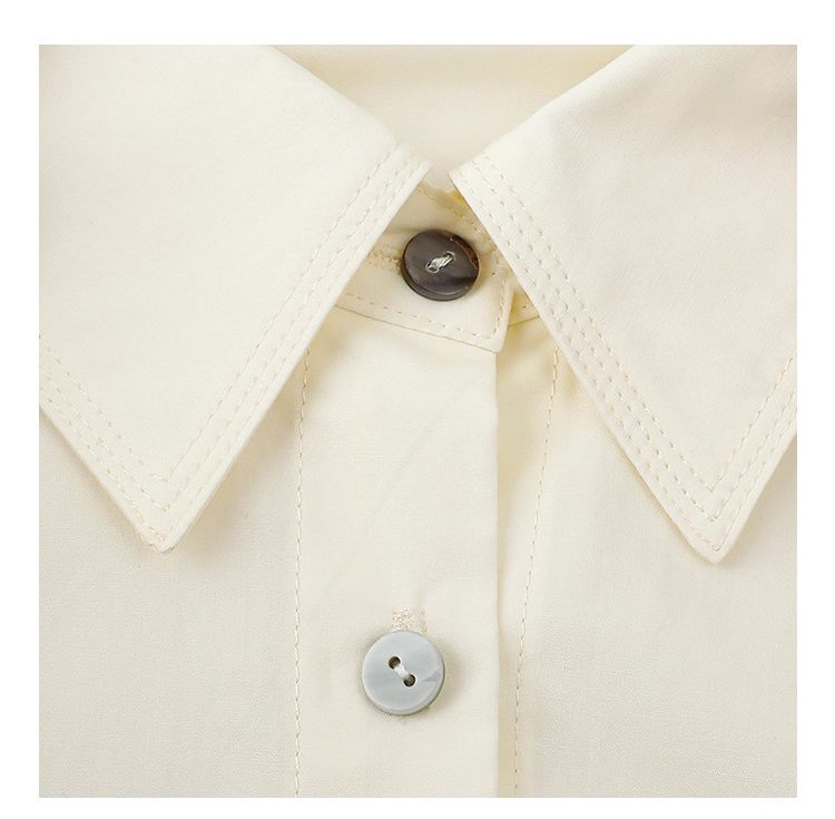 單排扣寬鬆繡襯衫女秋季新款慵懶長袖上衣