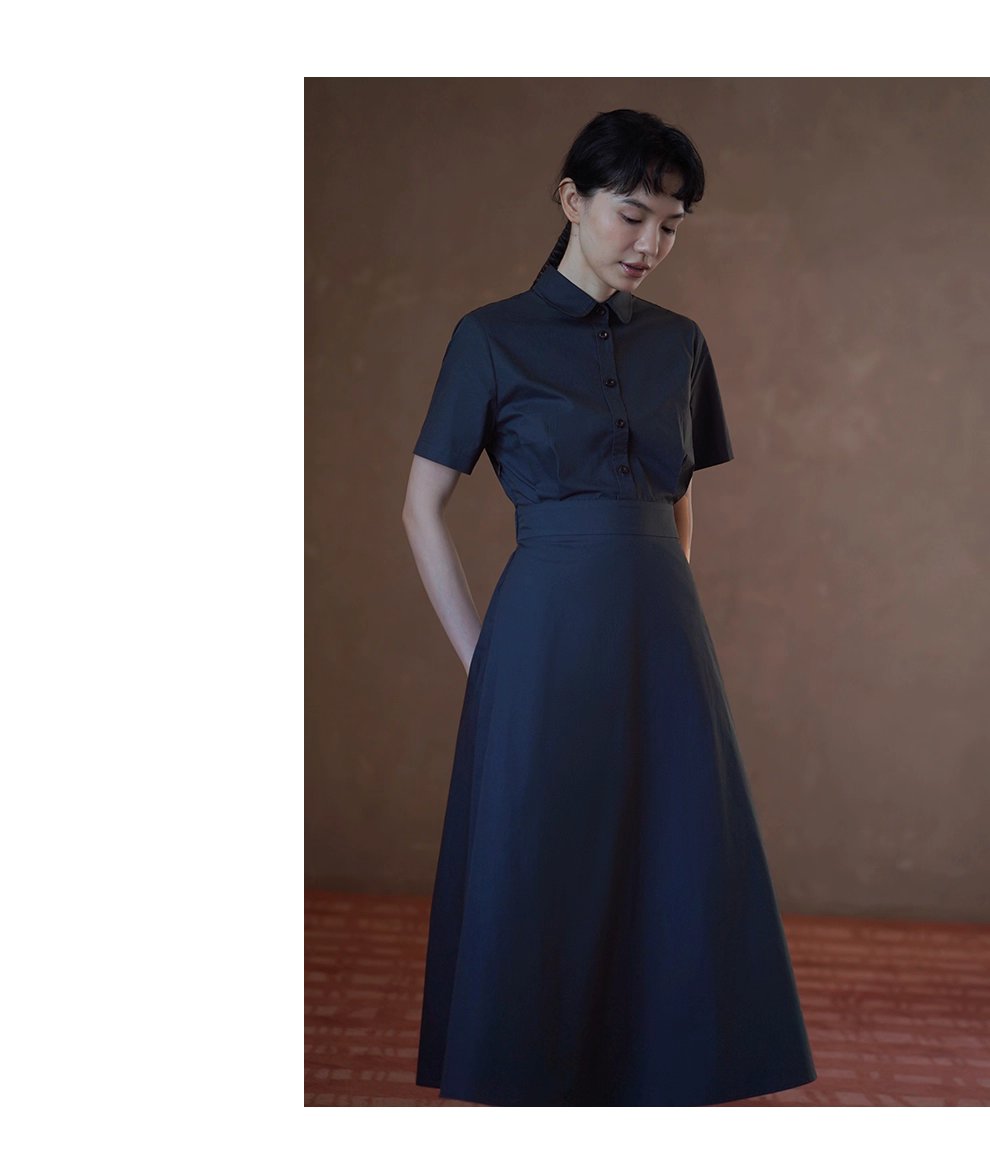 完美日常簡約通勤收腰大裙擺顯瘦遮肉梨形襯衫洋裝女