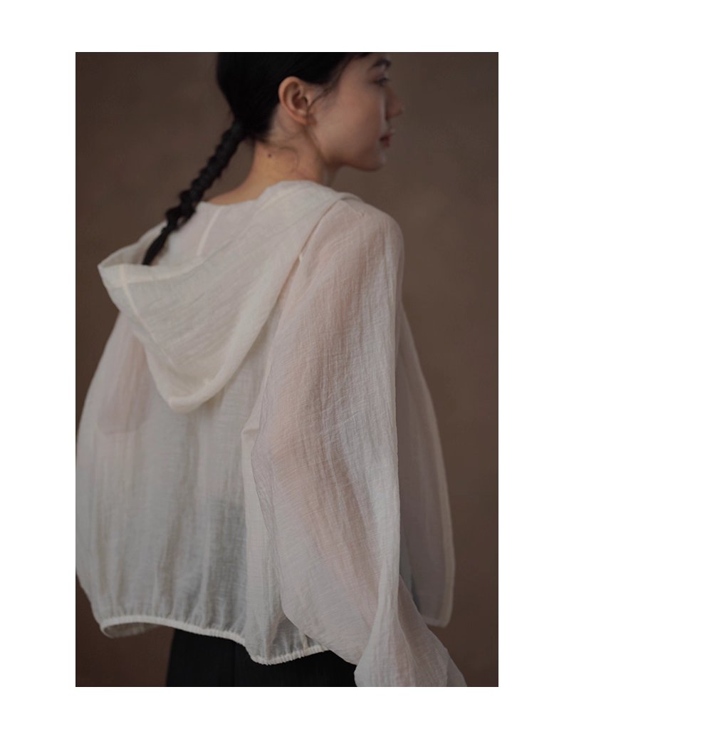 泡沫海洋肌理外套薄款透氣連帽長袖顯瘦休閒寬鬆上衣