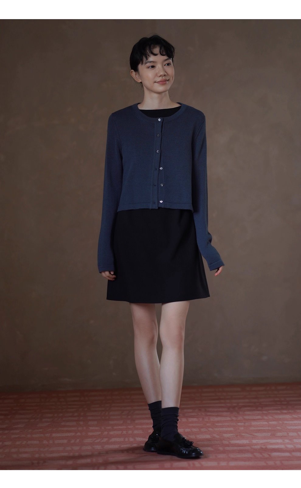 輕盈玲瓏百搭圓領短外套顯瘦正肩棉感針織通勤開襟衫女