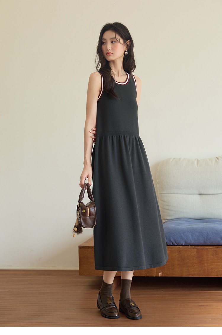 大尺碼套裝背心連身裙洋裝針織開襟衫兩件套裝