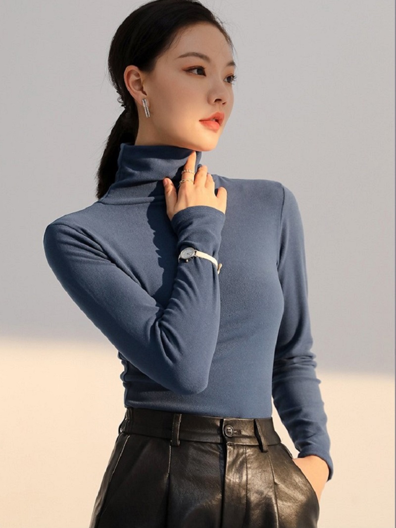德絨堆堆領打底衫女內搭秋冬季保暖貼身高級感上衣