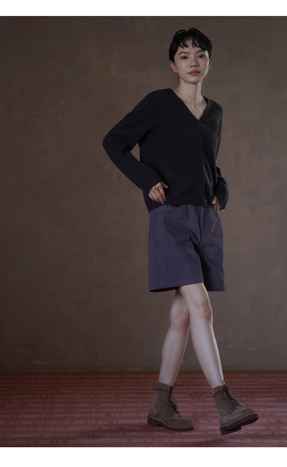 內外兼修蓬鬆軟糯100綿羊毛寬鬆V領顯瘦針織通勤外套女