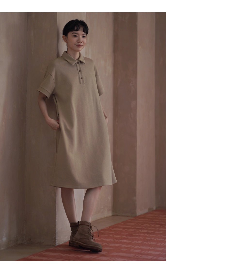 入秋的選擇寬鬆落肩顯瘦不挑人直筒polo領學院風洋裝