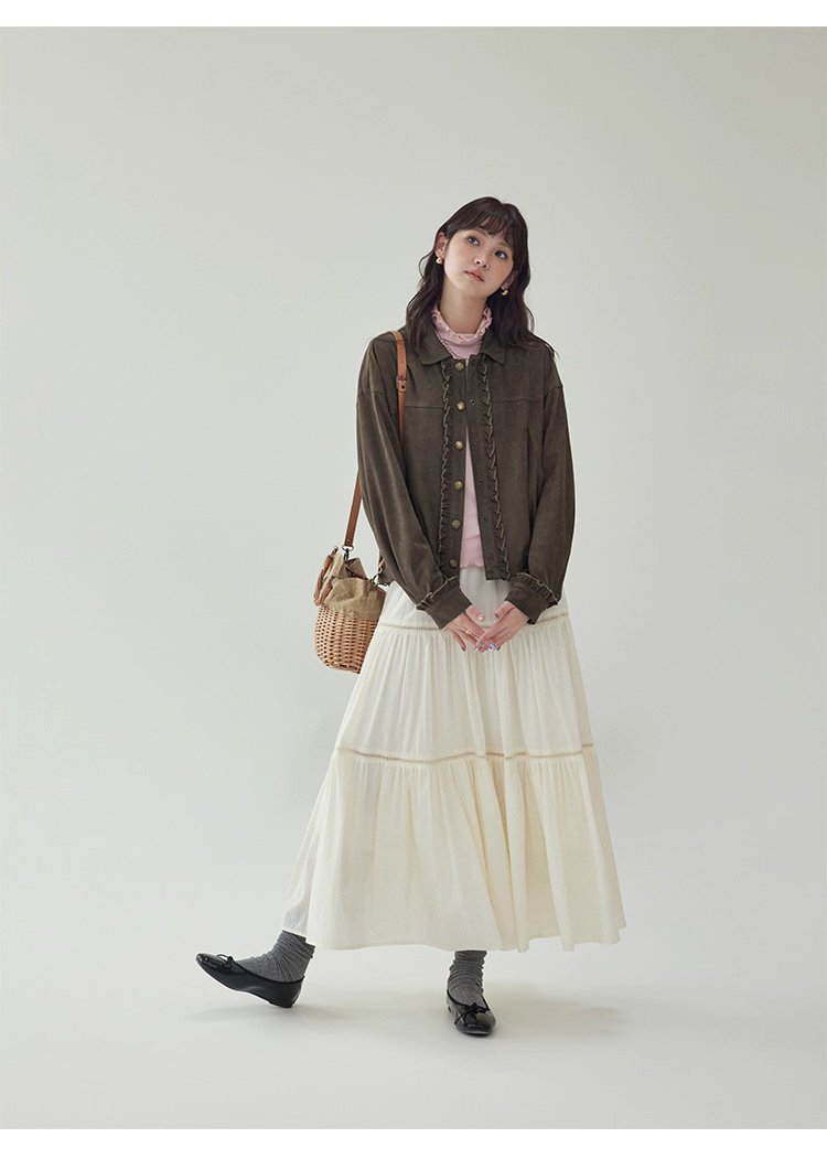 法式純棉拼接中長半身裙女秋季新款鬆緊腰蛋糕裙,法式純棉拼接中長半身裙女秋季新款鬆緊腰蛋糕裙,HBEW2009,法式純棉拼接中長半身裙女秋季新款鬆緊腰蛋糕裙,蛋糕裙擺,全棉面料