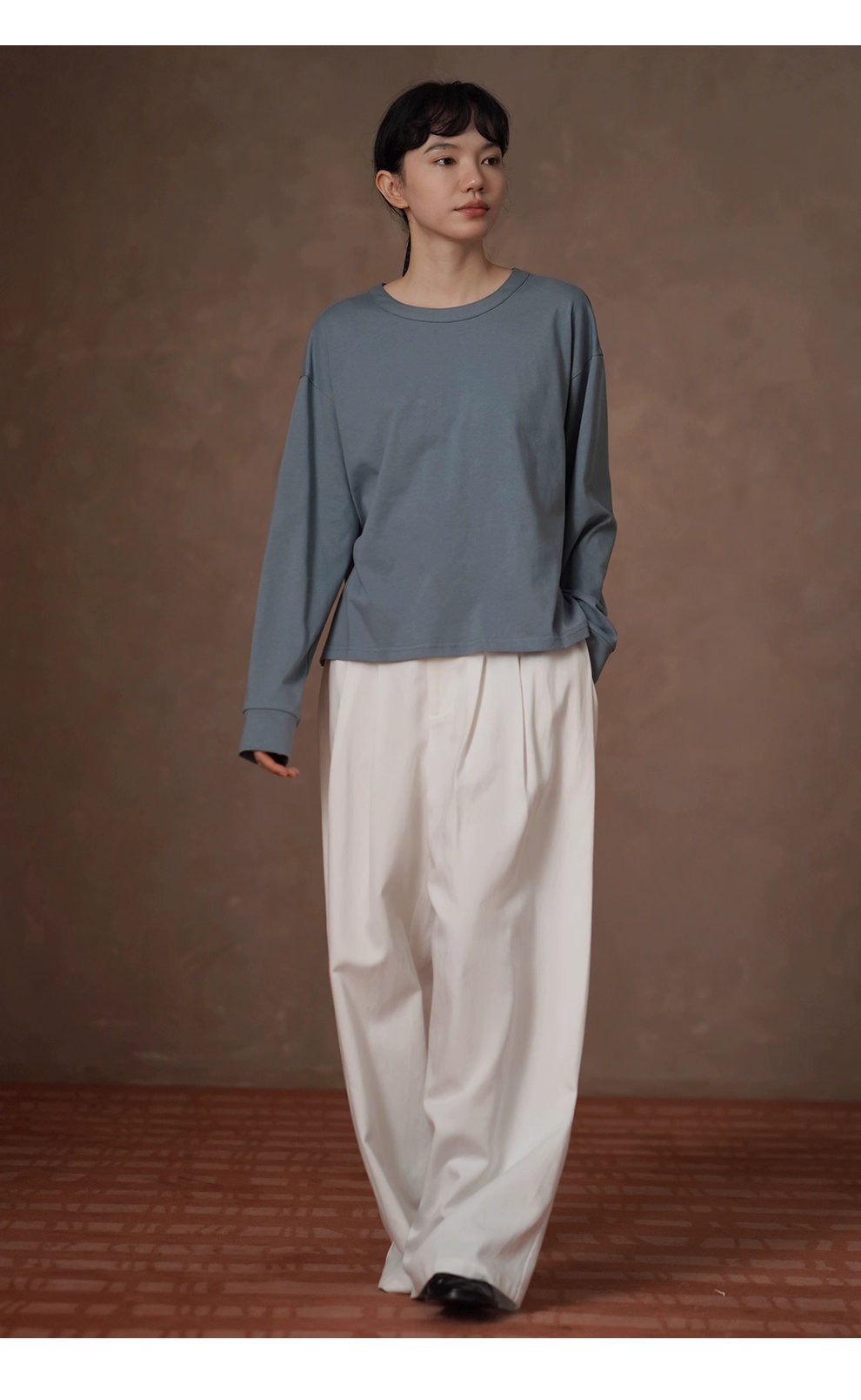 挺闊水洗100棉擦絨手感寬鬆後領口紐扣顯瘦百搭長袖上衣