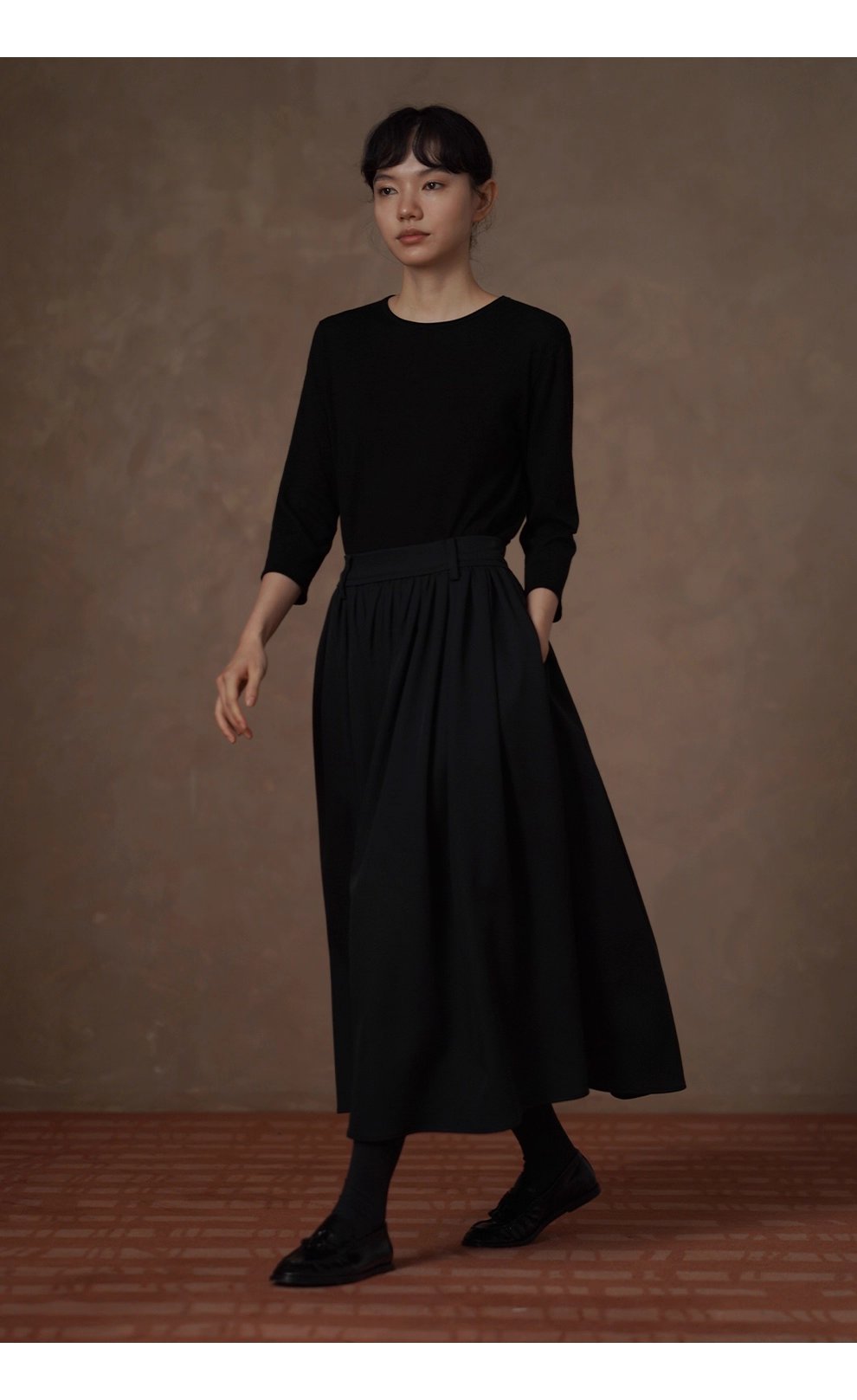 細膩呵護基礎內搭簡約柔軟羊毛混紡捲邊設計針織上衣女