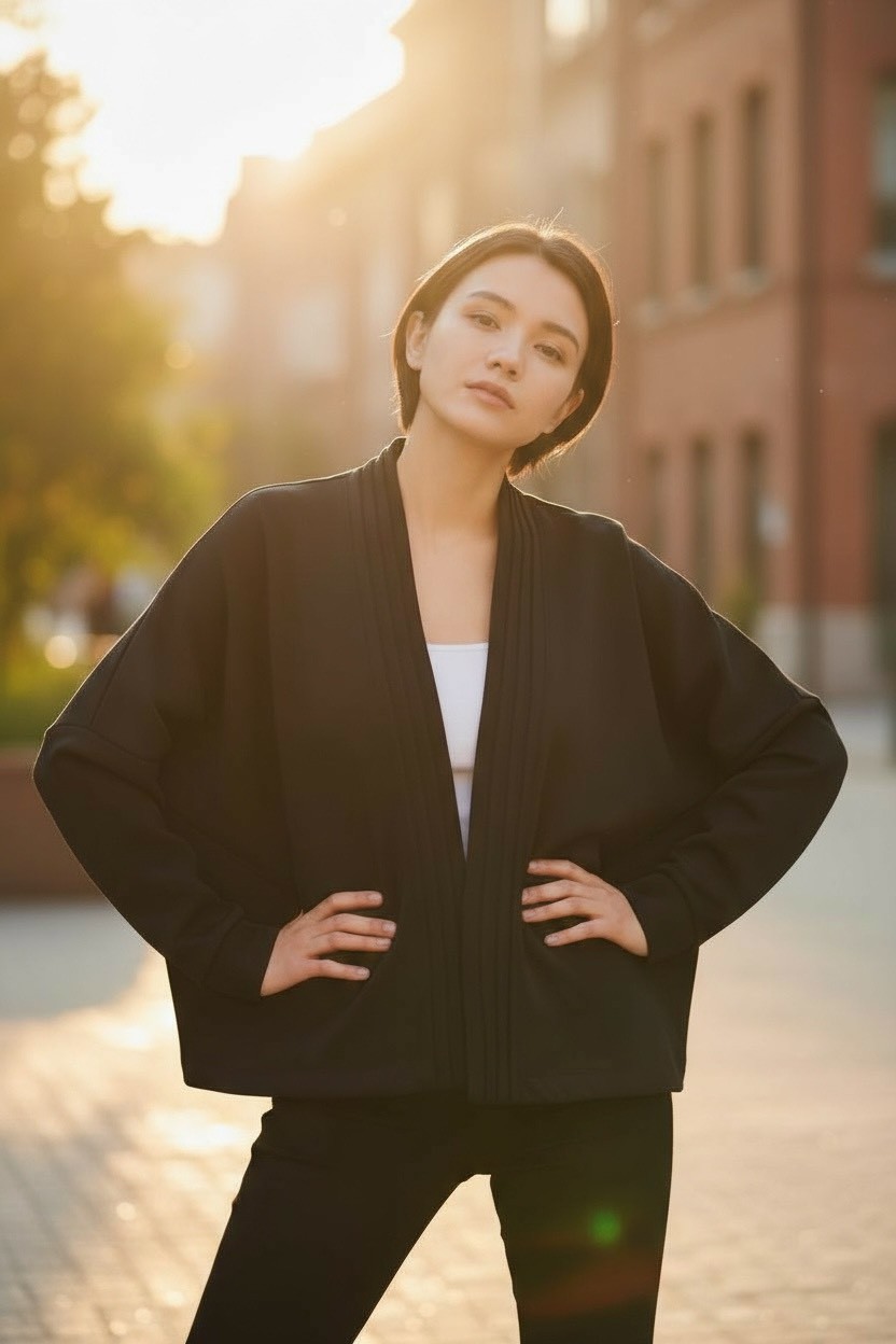 寬鬆休閒遮肉顯瘦簡約百搭空氣棉長袖開衫小外套