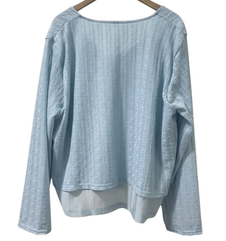 寬鬆休閒遮肉顯瘦簡約百搭假兩件長袖開衫小外套上衣