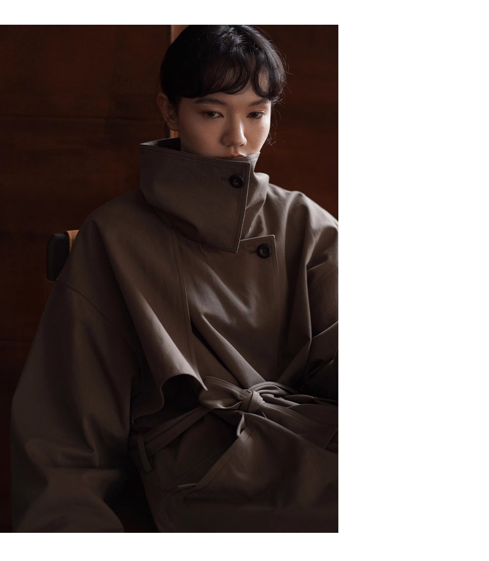 利落入秋100棉挺括寬鬆簡約氣場長款顯瘦通勤風衣外套女