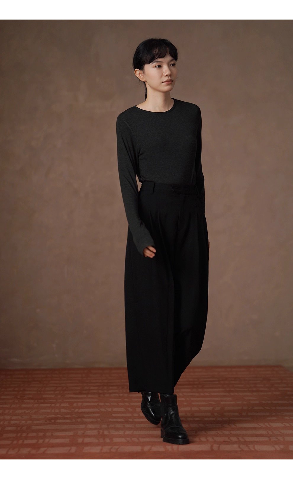 紳士通勤西裝褲俐落剪裁簡約法式高腰顯瘦錐形九分褲女