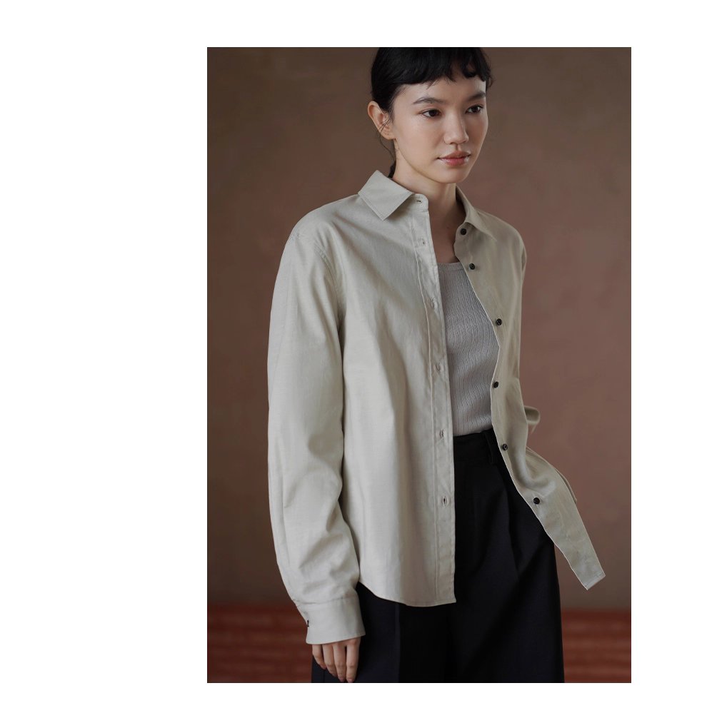 基本款日常襯衫多穿實用型寬鬆通勤顯瘦長袖百搭上衣女